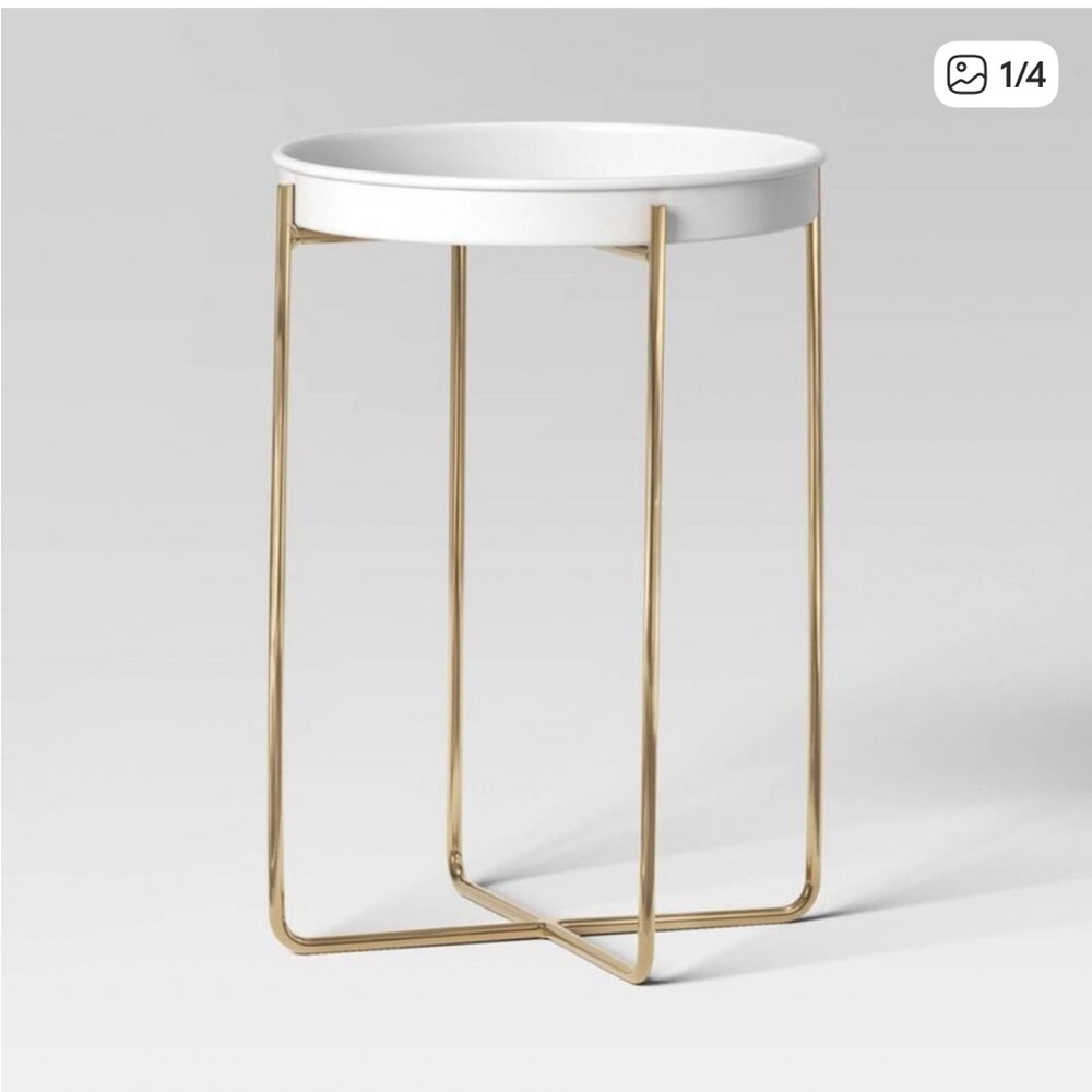 Threshold White and Gold Accent Table